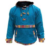 SHOPOHOLIC FASHION Chaqueta Polar con Capucha Hippie para Hombre, (Turquoise/L)
