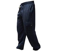 SHOPOHOLIC FASHION Hombre Bolsillo Lateral Luz Algodón Boho Hippy Pantalón - Azul, M