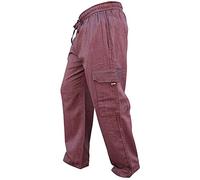 SHOPOHOLIC FASHION Hombre Bolsillo Lateral Luz Algodón Boho Hippy Pantalón - Marron, XL