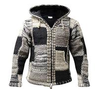 SHOPOHOLIC FASHION Hombre Gris Negro Lana Sudadera Festival Hippy Chaqueta - Multicolor, Multicolor, Mediana