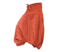 SHOPOHOLIC FASHION Liso Holgado Pantalones Harén Aladdin Hippy Pantalones, Mono - Naranja, One Size