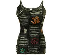 SHOPOHOLIC FASHION Mujer Descolorido Negro Festival OM Goth Rasgada Tirantes Tops, XL
