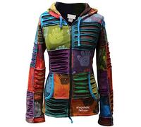 SHOPOHOLIC FASHION Mujer Multicolor Henna Mano en Punta Sudadera con Capucha Descolorido Hippy Chaqueta - Multicolor, XX-Large