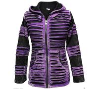 SHOPOHOLIC FASHION Mujer Piedra Lavado Cortó Navaja Corte Sudadera - Morado, Morado, XXL