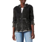 SHOPOHOLIC FASHION Mujer Piedra Lavado Cortó Navaja Corte Sudadera - Negro, Negro, L