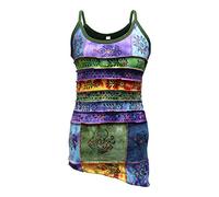 SHOPOHOLIC FASHION Mujer Tradicional Símbolos con Parche Hippy Tank Top - Asimétrico, S