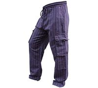 SHOPOHOLIC FASHION Pantalones, Hippies, de Pierna Ancha, Unisex, Bolsillos Laterales, diseño de Rayas Morado Morado XL