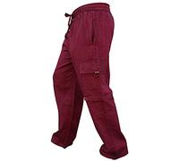 Shopoholic Fashion Pantalones jipis, Bohemios, de algodón Fino, con Bolsillos Laterales Rojo Rojo (Maroon) XXXL