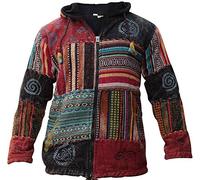 SHOPOHOLIC FASHION Patchwork Festival Hippie Chaqueta con Capucha, Suéter de Manga Larga con Cremallera y Forro Polar para Hombres y Mujeres, XL