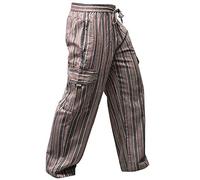 SHOPOHOLIC FASHION Unisex Multicolor Rayas Wideleg Sidepocket Hippy Pantalón - Café Mix, XXL