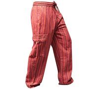 SHOPOHOLIC FASHION Unisex Multicolor Rayas Wideleg Sidepocket Hippy Pantalón - Granate Mix, 3XL