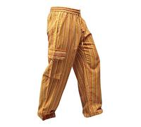 SHOPOHOLIC FASHION Unisex Multicolor Rayas Wideleg Sidepocket Hippy Pantalón - Naranja Mix, L