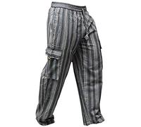 SHOPOHOLIC FASHION Unisex Multicolor Rayas Wideleg Sidepocket Hippy Pantalón - Negro Mezcla, 3XL
