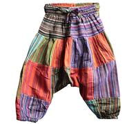 Shopoholic - Pantalones harem infantiles, pantalones bombachos estilo hindú, hippy, coloridos y cómodos