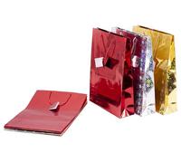Shopper de papel con mango de cuerda holográfica, colores holográficos, 33 x 10 x 45, paquete de 10 unidades