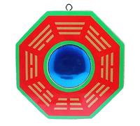 Shoppersduniya Fengshui Bagua (Pakua) Espejo convexo de madera para energía positiva (Chi), puerta principal, hogar, oficina, tienda, decoración colgante de pared, pequeño, multicolor