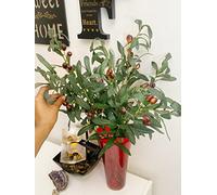 ShoppeWatch Hojas de Olivo Artificiales y Tallos con Frutas para Decoración 76 cms | Ramas de Olivo Artificiales | Plantas Artificiales Decorativas | Decoracion Habitacion - 4 uds AF17