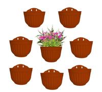 ShoppeWatch Macetas Pared 8 Unidades con Ganchos | Maceteros Decorativos Interior | Macetas Colgantes Exterior Riego Automático | Macetas para Colgar en Pared | Jardineras Exterior Balcon Marrón PL62