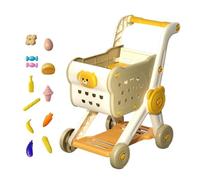 Shopping Cart, Grocery Cart, Play Kitchen Toy, Educational Role-Playing Set, Preschool Activity Fun, For Boys Girls Family Use, 10.63x15.75x19.69 Inches, Red Yellow, 16 Pieces