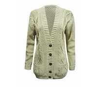 Shopping Zone De las mujeres de manga larga Cable de punto Cardigan suéter más tamaño señoras grueso cable de punto botón abuelo Cardigan jumpers suéter Top Wear