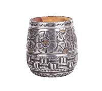 SHOPPLACE Set Mate Aluminio Barril Mediano mas Bombilla Plana Acero Tallado a mano Artesanal Argentino Yerba (media flor)