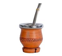 SHOPPLACE Set Mate Madera Algarrobo Trebol mas bombilla Plana Artesanal Argentino Tallado a mano Yerba Virola Acero (fino)