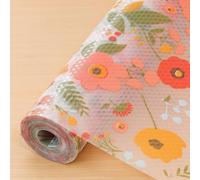 SHOPPOFOBIX Alfombrilla de cocina EVA de grado alimenticio, multiusos, lavable, antideslizante, para nevera, forro de estantes, mesa, cajón de cocina (flor verde y naranja)