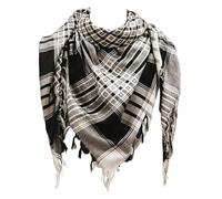 SHOPUKASA Bufanda militar táctica de algodón Shemagh, bufanda palestina, Keffiyeh para la cabeza y el cuello, regalos para hombres y mujeres + bolsa de papel, Negro-blanco, talla única