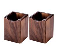 SHOPUKASA Paquete de 2 soportes para lápices de madera natural, multiusos, caja de almacenamiento organizadora de escritorio (2 unidades, color nogal)