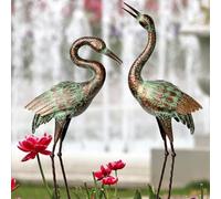 Shorayn - Estatuas de grulla para jardín, esculturas de Garza Azul para Exteriores, decoración de Aves de Metal para jardín, césped, Patio, Porche o Exteriores
