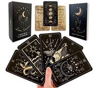 Shores Of Moon Luna Somnia Tarot Deck - Baraja completa de 78 cartas (Arcanos mayores y menores) con guía y caja - Herramienta de adivinación negra de bruja de astrología celestial de sueños