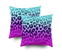 Shorping Fundas de Almohada Cortas con Cremallera, 40,64 x 40,64 cm, 2 Unidades, diseño de Leopardo, Color Azul, Rosa, Azul