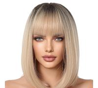 Short Bob Wig, Bob Wig With Fringes, Heat Resistant Wig, Black Short Wig, Daily Use Wig, Chic Short Bob Style Stylish and Trendy Customizable Fit and Natural Look and Feel for Women Girl