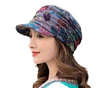 Short Brim Warm Foldable Earflap Women Cap Ethnic Style Print Autumn Winter Hat Daily Clothing Caps Outdoor, gris, Talla única