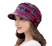 Short Brim Warm Foldable Earflap Women Cap Ethnic Style Print Autumn Winter Hat Daily Clothing Caps Outdoor, Vino, Talla única