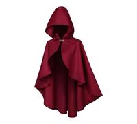 Short Cape - Halloween Medieval Costume Cosplay, Vintage Renaissance Shoulder Wrap with Oversized Hood, Multi Functional Party Apparel, Ideal for Home School Workplace Event