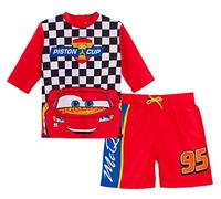 Short de baño Cars para niños + Camiseta de protección Solar Lightning Mcqueen, Conjunto de natación de 2 Piezas con Camiseta de Surf y Pantalones Cortos de baño.