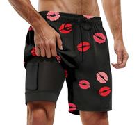 Short De Vestir para Hombre Bermudas Parejas Rojo Camisa Completo por Apretado Hawaiano Agua Transparente Turco Tendencia Combinacion Mom Mejor Tecnico Calcetas Juvenil Yores