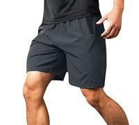 Short Deportivo Hombre - Pantalones Cortos Deportivos De Verano para Hombre Pantalón Corto De Secado Rápido Pantalón Corto con Bolsillo Y Cremallera con Cordón Pantalón Corto A La (Grey S)
