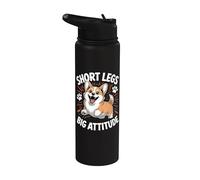 Short Legs Big Attitude Corgi Perro Gracioso Stainless Steel Insulated Water Bottle