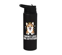Short Legs Big Attitude Corgi Perro Gracioso Stainless Steel Insulated Water Bottle