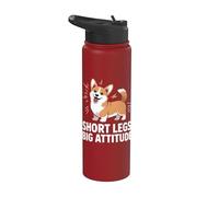 Short Legs Big Attitude Corgi Perro Gracioso Stainless Steel Insulated Water Bottle