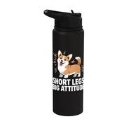 Short Legs Big Attitude Corgi Perro Gracioso Stainless Steel Insulated Water Bottle