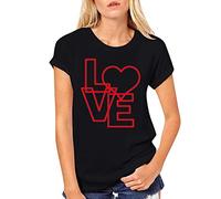Short Lovers Shirts Sleeve T Men Day Tops Women Neck Print Valentine's O Couples and Women's Blusa, Negro , L