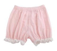 Short pour fille, à quotidien, Avec Bordure en Dentelle, Confortable, Coupe Ample, Sous-vêtement d'été et respirant, pour la Maison, de 4 à 16 ANS#A