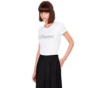 Armani Exchange Short Sleeve Classic Script Logo Scoop Neck T-Shirt Camiseta, Color Blanco, S Mujeres