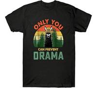 Short Sleeve?Only You Can Prevent Drama Funny Llama Gift Vintage T Shirt Men's Retro T Shirt Black L