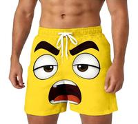 Short Verano Hombre con Estampado 3D de Memes y Caras graciosas Fresco Llamativo rompe el Hielo en Playa o casa