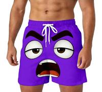 Short Verano Hombre con Estampado 3D de Memes y Caras graciosas Fresco Llamativo rompe el Hielo en Playa o casa