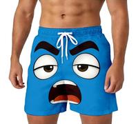 Short Verano Hombre con Estampado 3D de Memes y Caras graciosas Fresco Llamativo rompe el Hielo en Playa o casa